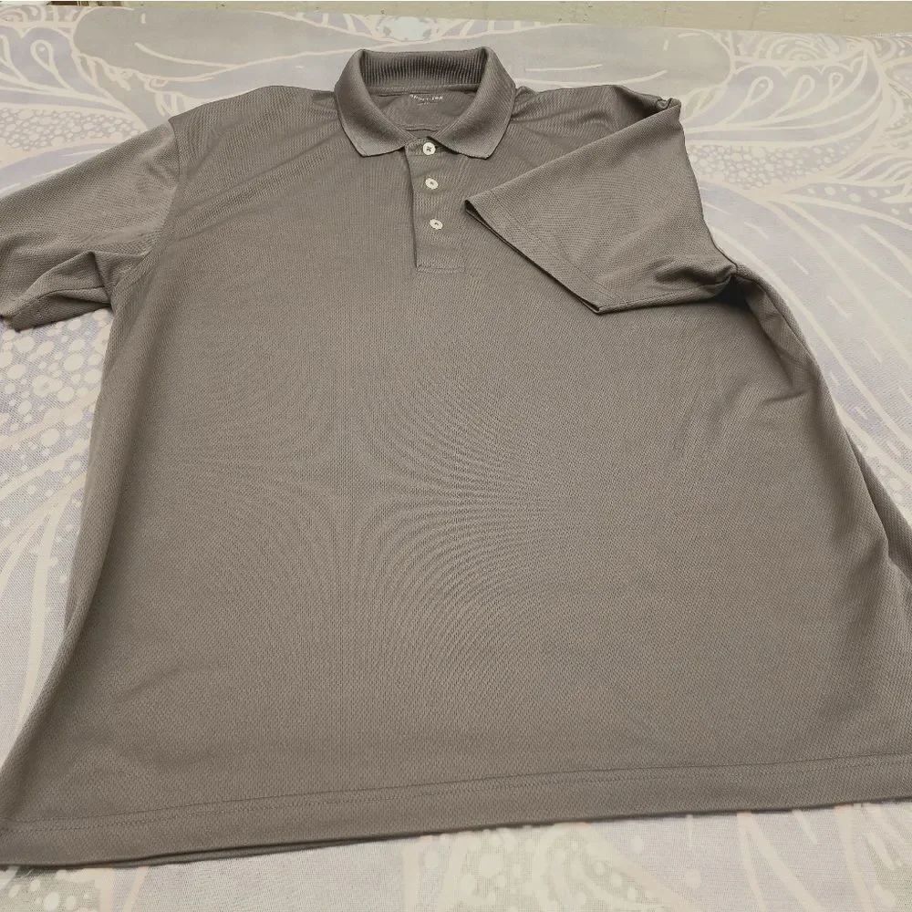 Sport Tek Short Slv 3 Button Embossed Gray Golf Po